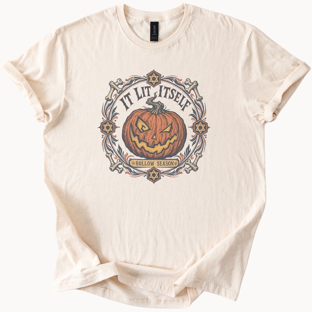 It Lit Itself Jack-o-Lantern Hollow Season Badge Tee